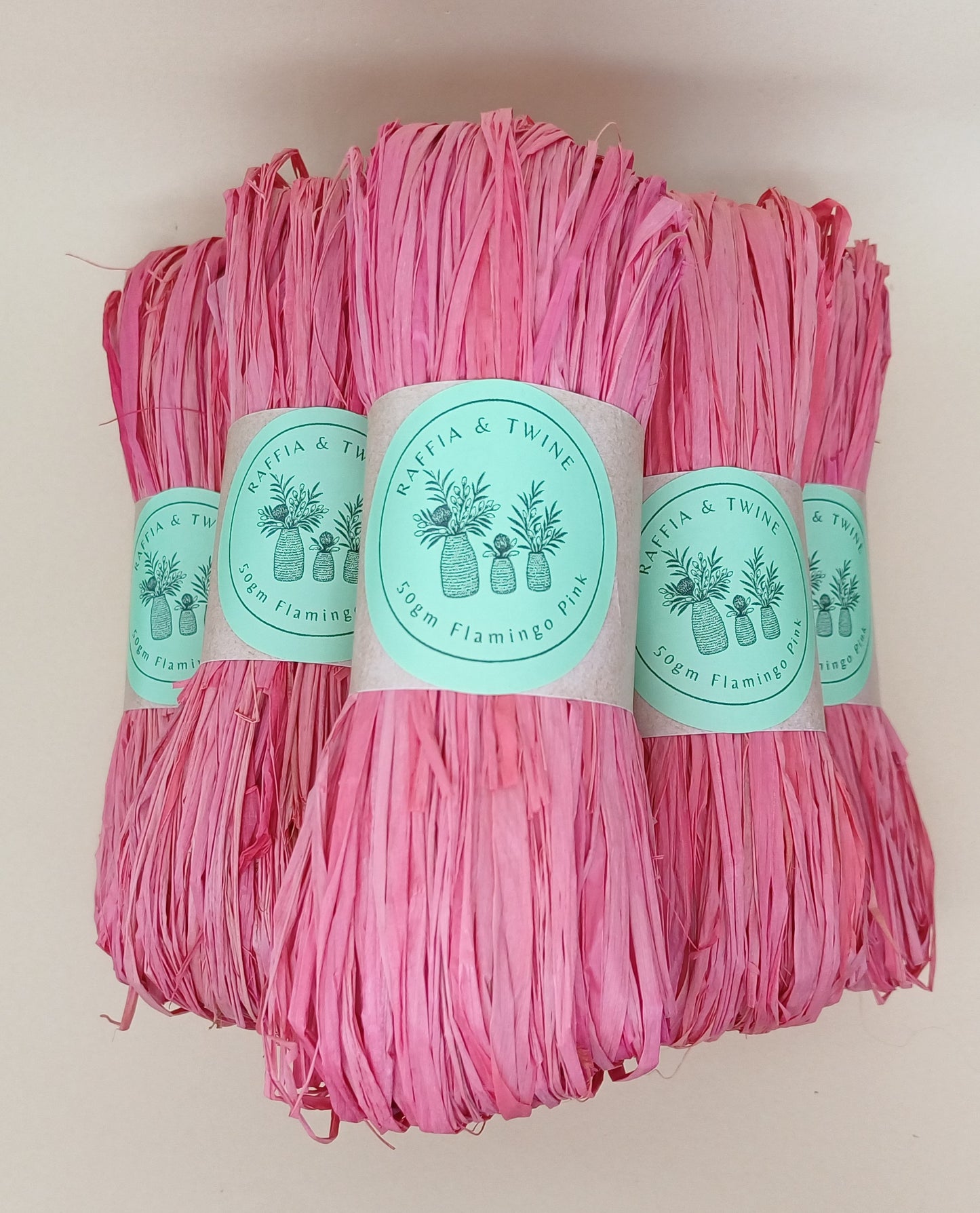 Flamingo Pink Raffia (Hand-Dyed)