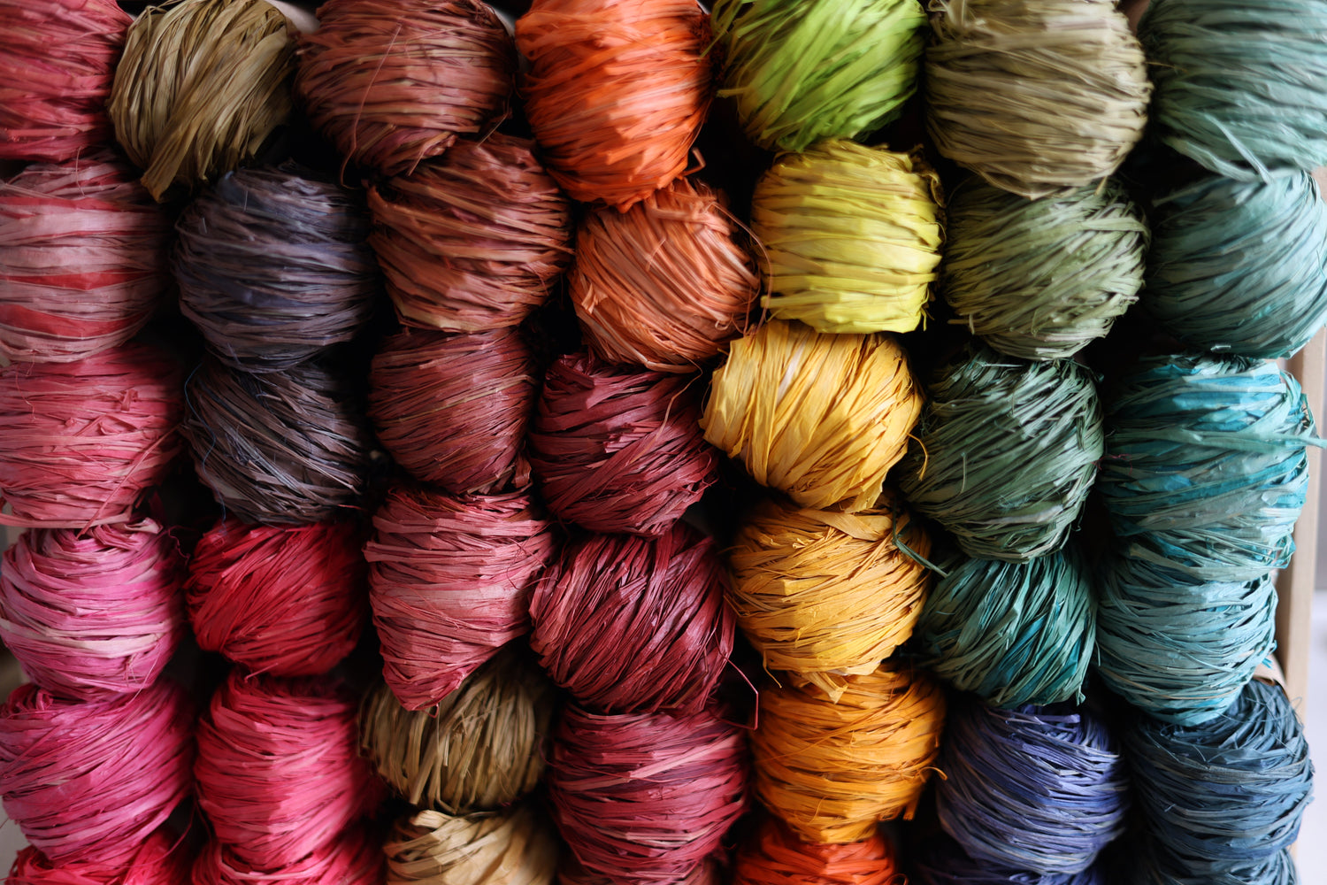 Coloured Hand-Dyed Raffia Bundles