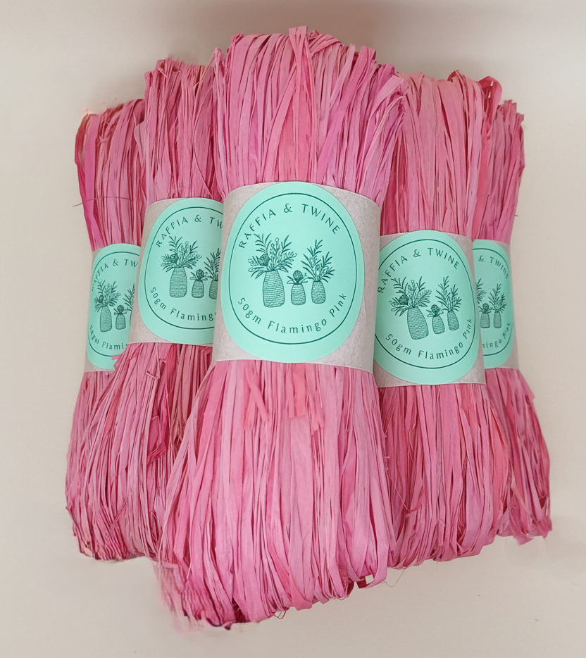 Flamingo Pink Raffia (Hand-Dyed)