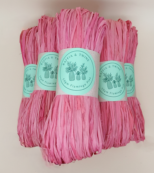 Flamingo Pink Raffia (Hand-Dyed)
