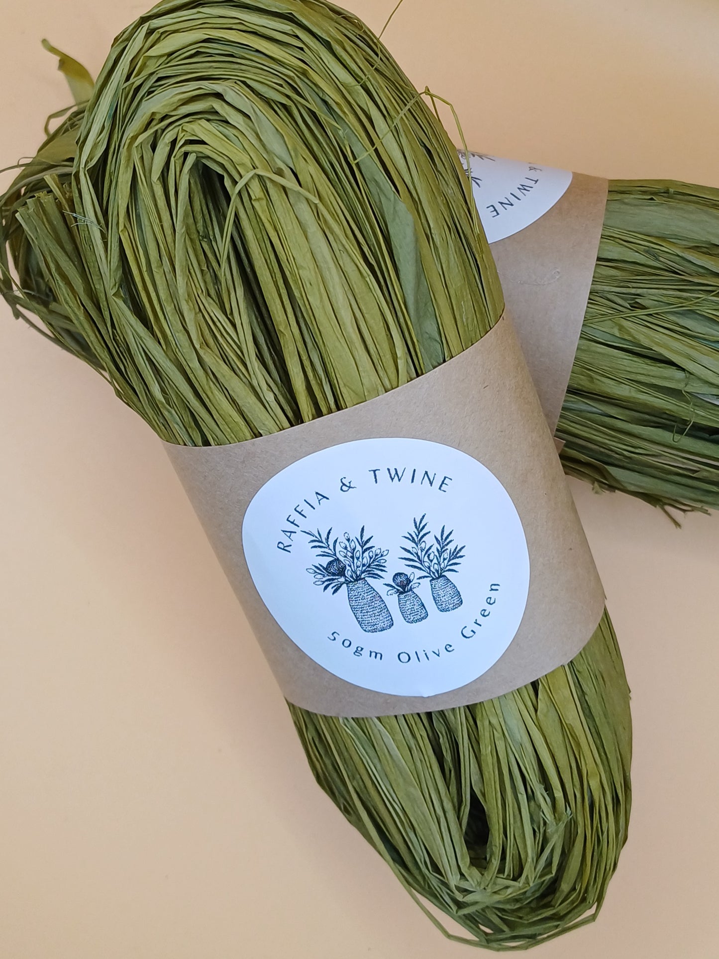 Olive Green Raffia Hand-Dyed 50g