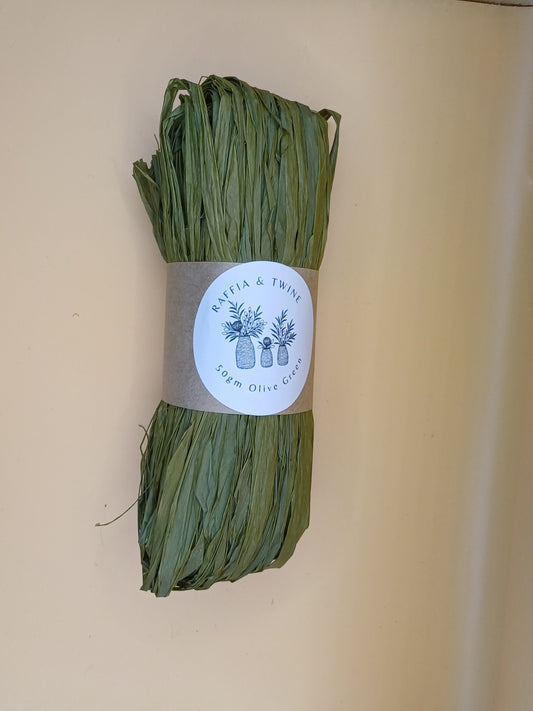 Olive Green Raffia (Hand-Dyed)