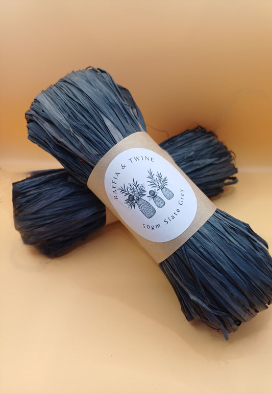 Slate Grey Hand-Dyed Raffia 50g
